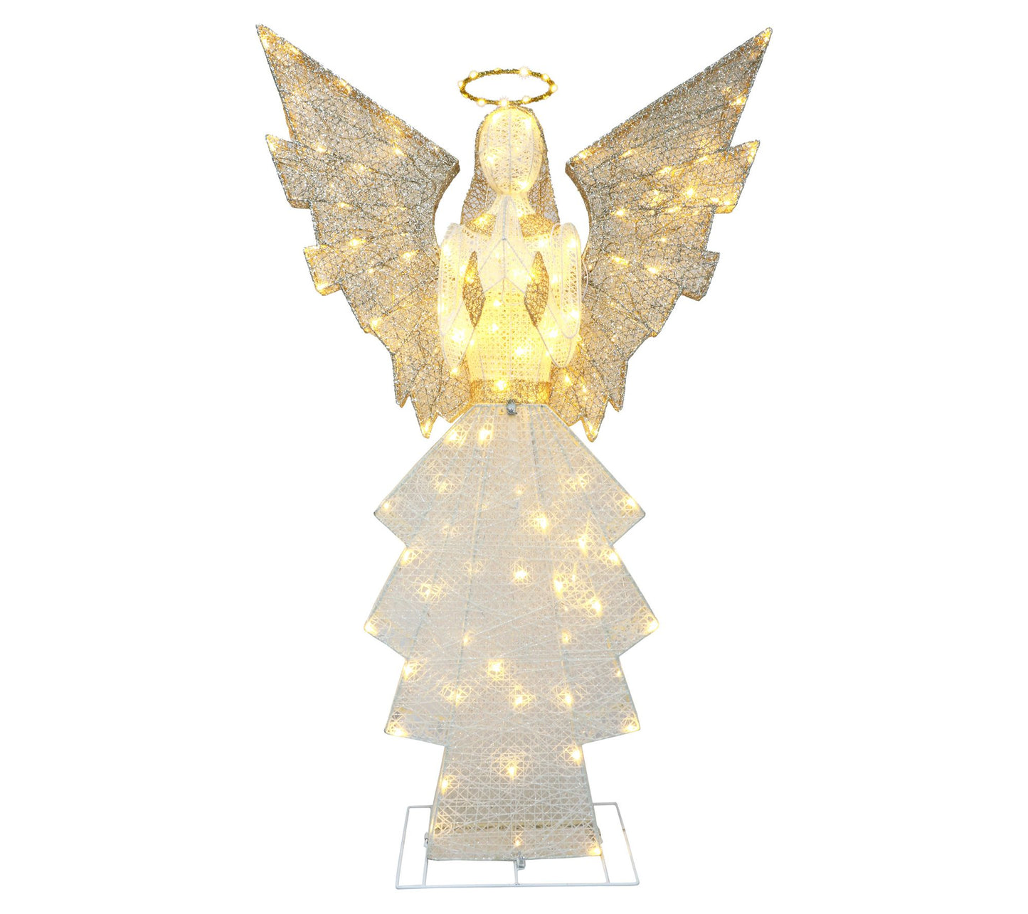 Puleo 60" Outdoor Lighted Angel w/140 Lights, Gold/White