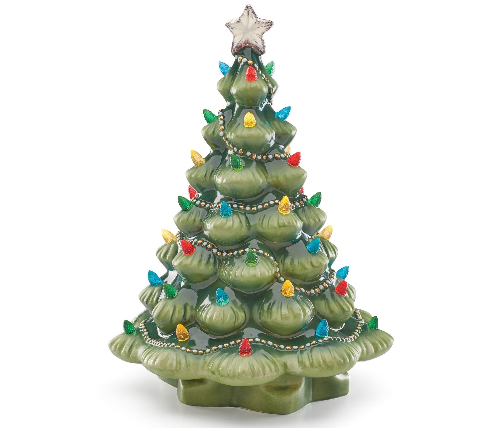 Lenox Treasured Traditions Green Porcelain Ligh t-Up Tree