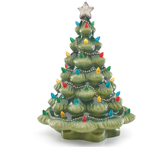Lenox Treasured Traditions Green Porcelain Ligh t-Up Tree