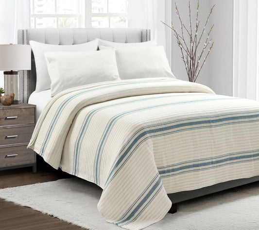 Farmhouse Stripe Kantha Yarn Dyed Cotton Woven KG Quilt