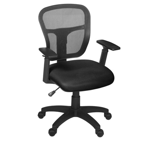 Harrison Swivel Chair with Height Adjustable Ar ms- Black