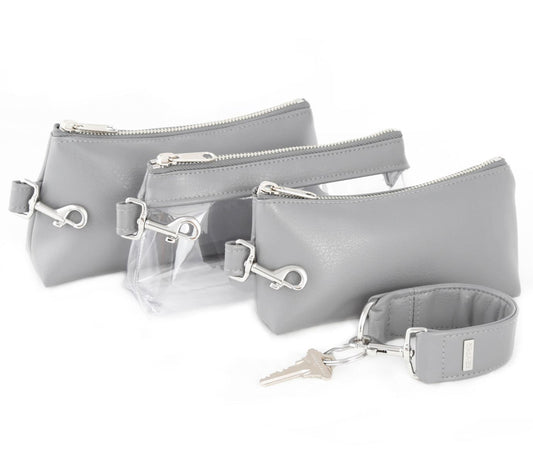 Keyper IT Bags Mini, Luxe, and Luxe Clear & KeyFob Silver