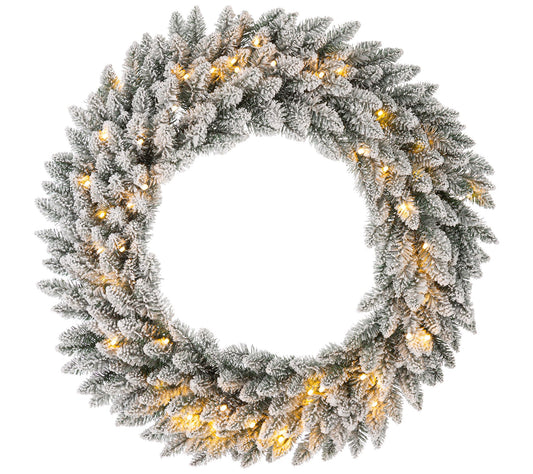 Glitzhome 36"D Snow Flocked LED Lighted Christms Faux Wreath