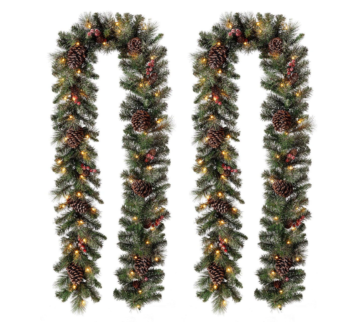 Glitzhome 9' Glittered Pine Cone LED Lighted Ga rland, Set of