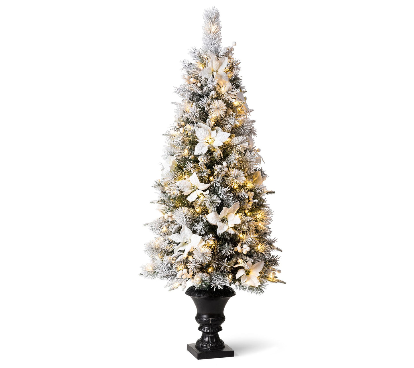 Glitzhome 5ft Pre-Lit Pine Lighted Faux Christmas Porch Tree