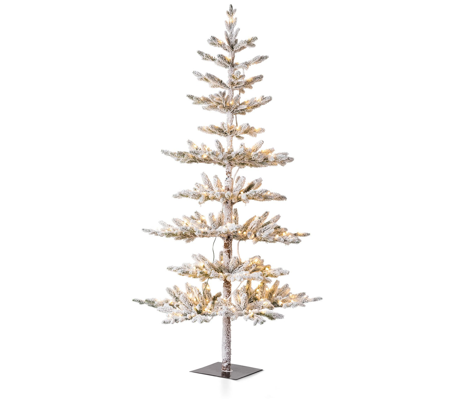 Glitzhome 6ft Deluxe Flocked Pine LED Lighted C hristmas Tree