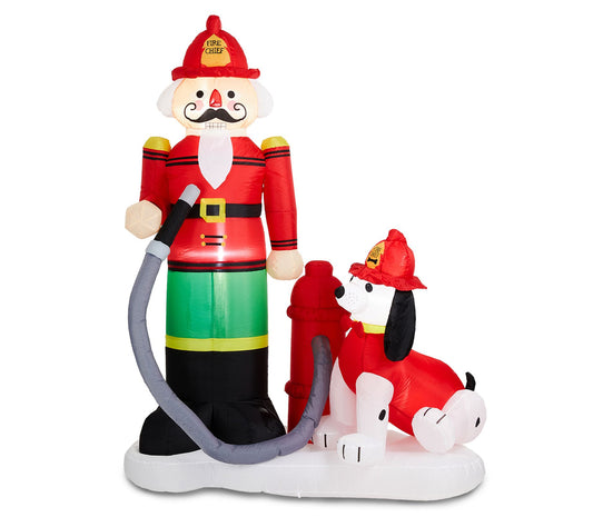 Glitzhome 7.2' Lighted Inflatable Nutcracker & Dalmatian Decor