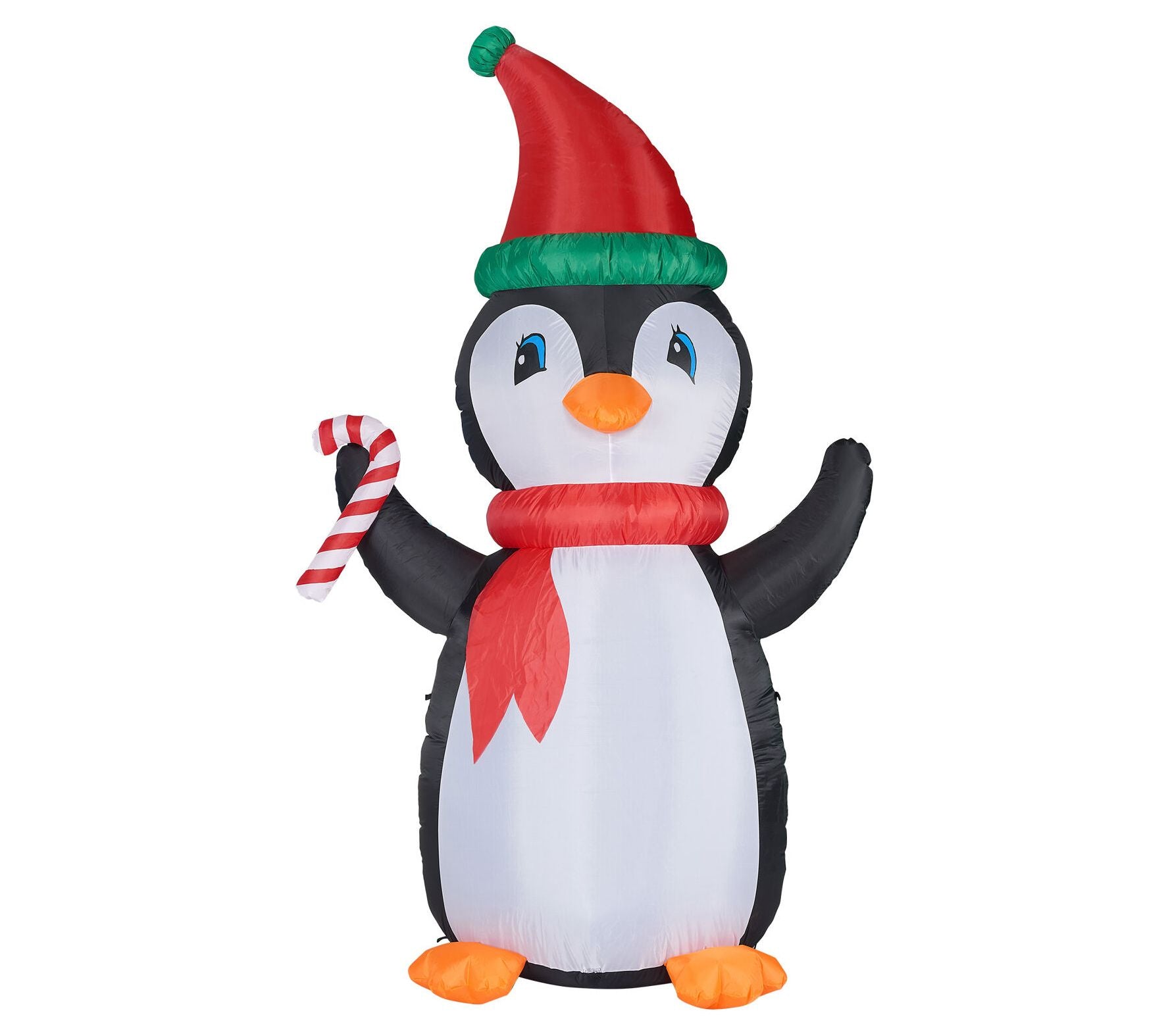 Fraser Hill Farm 10-Ft. Tall Penguin with Candy Cane, Outdoor