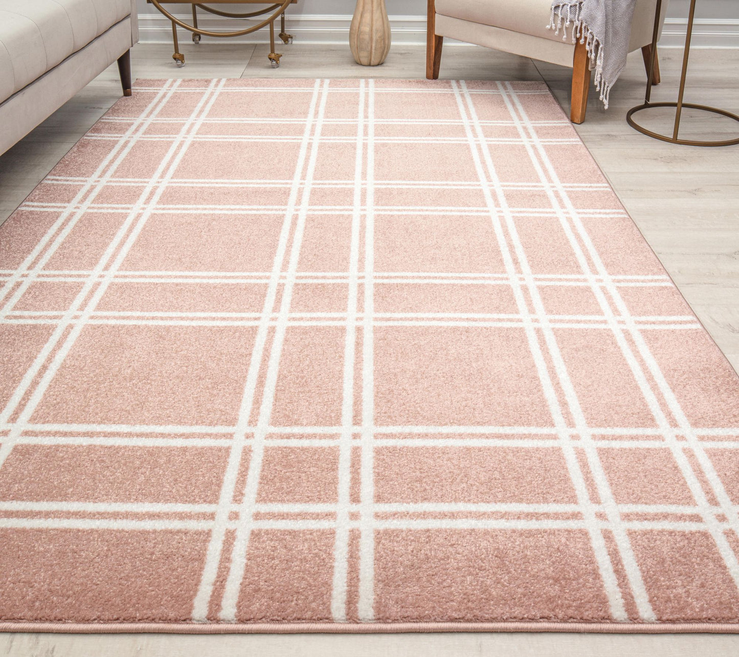 Isaac Mizrahi Jaxon Pink Plaid 8' x 10' Area Ru g