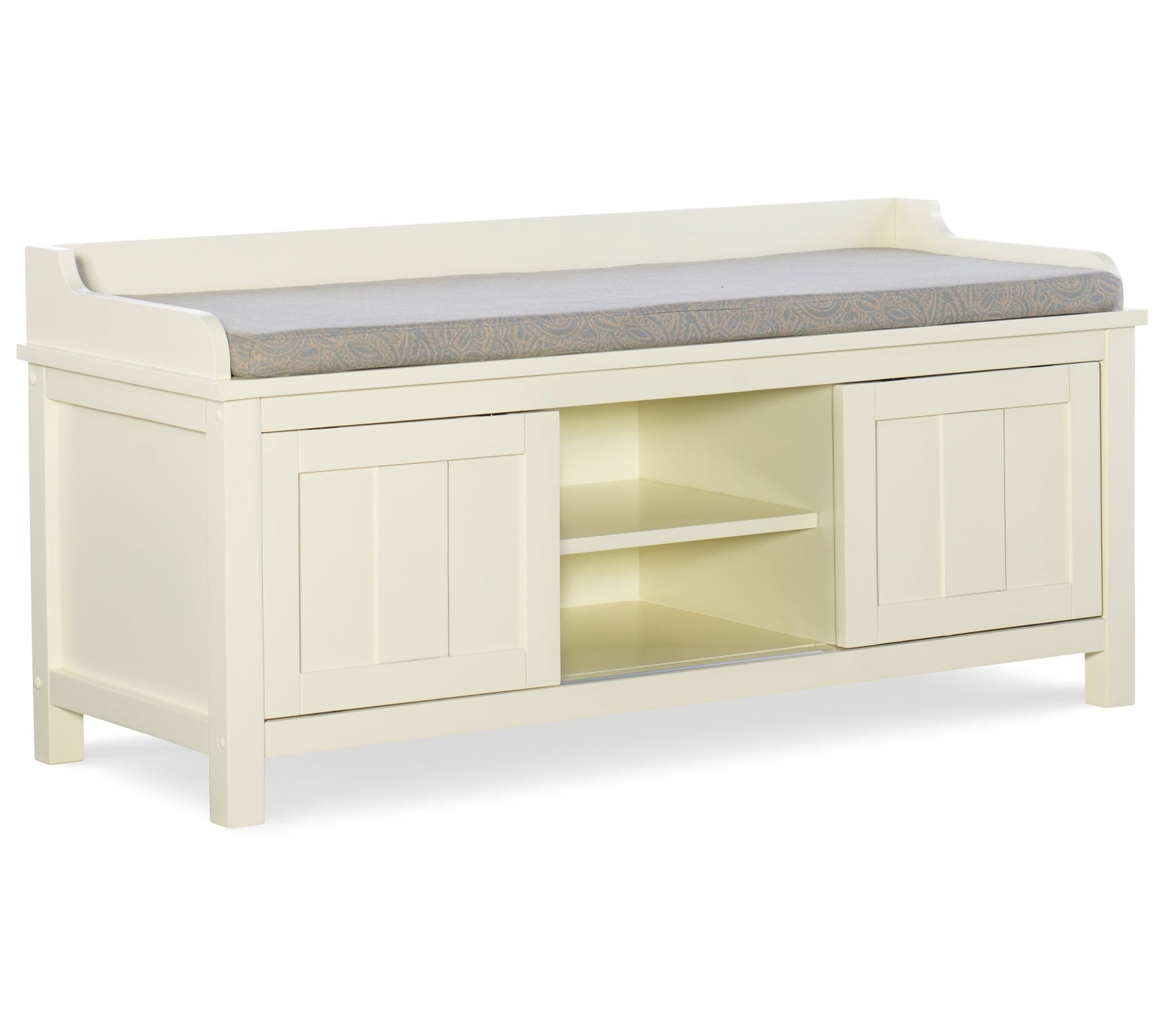 Linon Home Barret Storage Bench W/ Cushion & Sl iding Doors