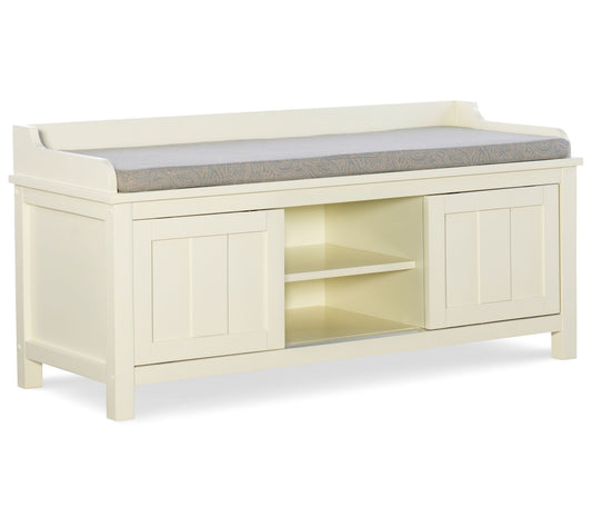Linon Home Barret Storage Bench W/ Cushion & Sl iding Doors