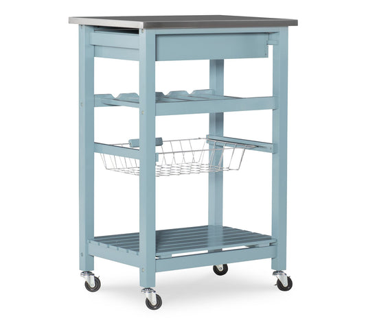 Linon Home Rowan Kitchen Cart with Wheels and D rawer
