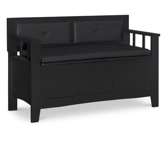 Linon Home Cason Padded Storage Bench W/ Back &Arm Rests