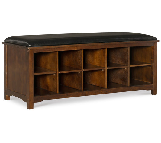 Linon Home Coco Dark Walnut Storage Bench W/ 10Storage Cubes