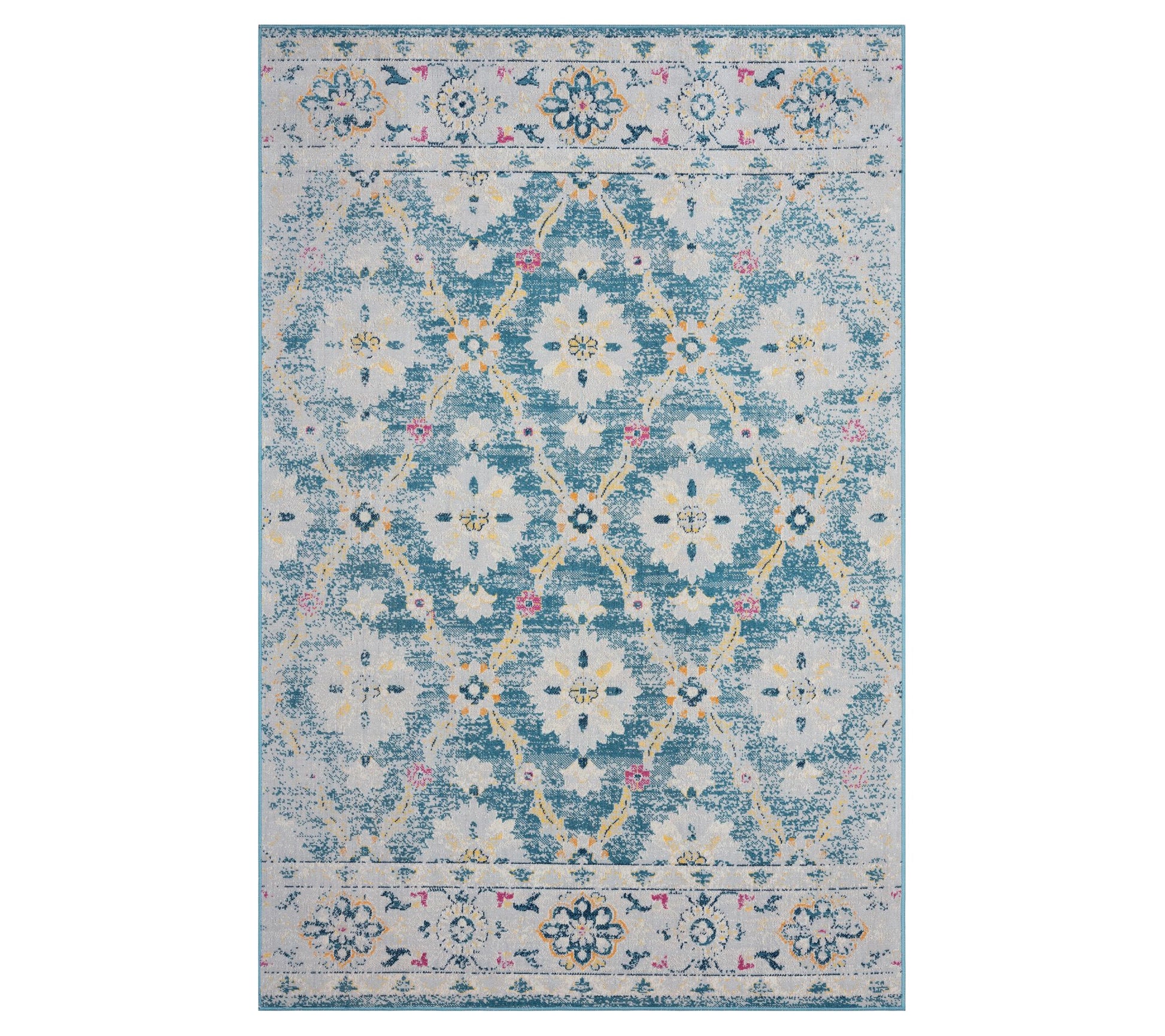 Ox Bay Floral Transitional Boho Indoor Outdoor Rug, 7' x 9'