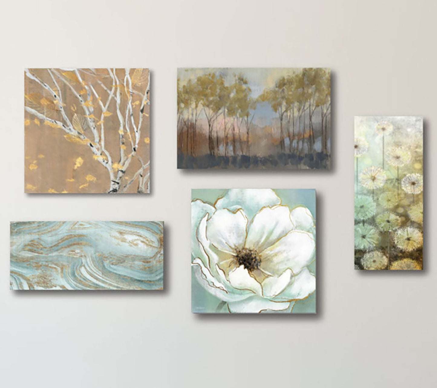 Courtside Market Teal & Gold Splendor 5-Piece Canvas Set