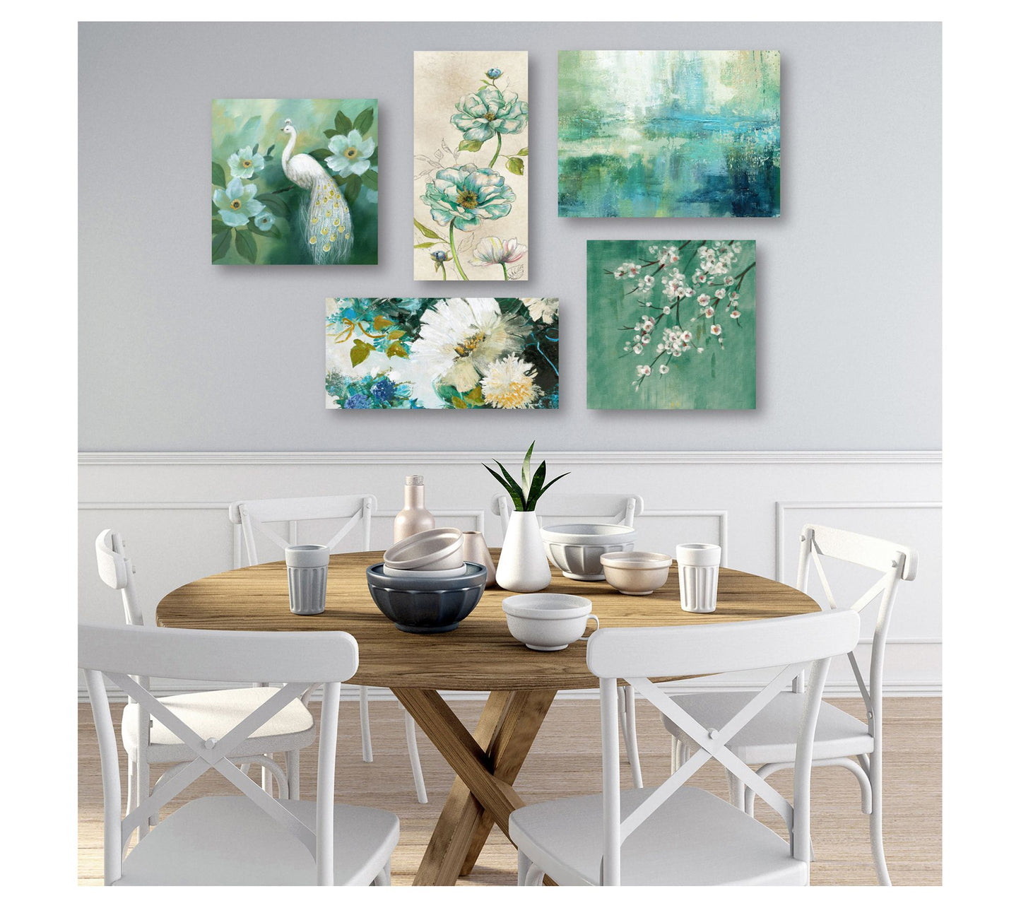 Courtside Market Teal Peacock 5-Piece Canvas Set