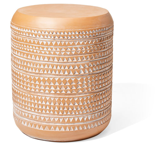 Glitzhome Antiqued White Textured Garden Stool & Planter Stand