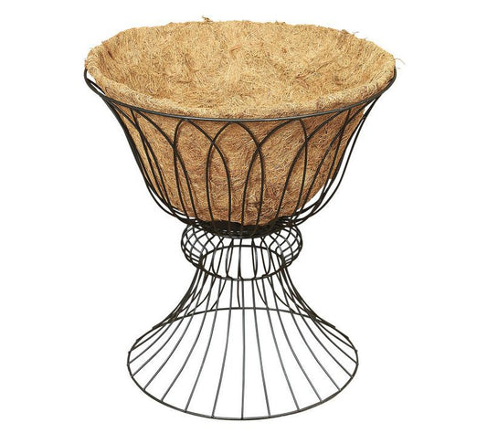 16.5"H Black Wire Planter Stand w/ Coco Liner by Gerson Co.