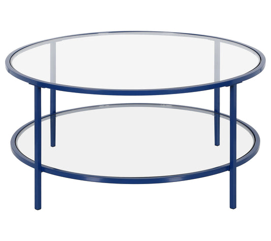Hudson & Canal Sivil 36" Round Coffee Table witGlass Shelf