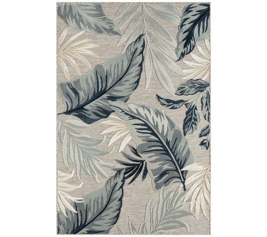 Ox Bay Botanical 5' x 7'  Blue Taupe Indoor Outdoor Area Rug