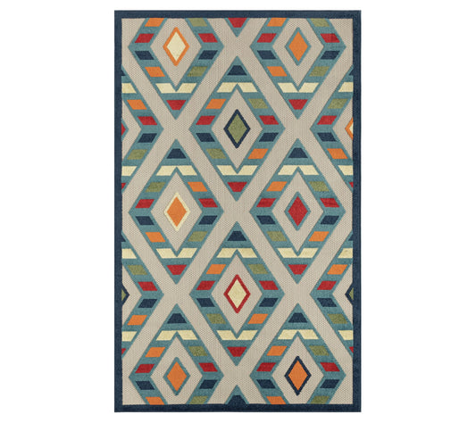 Ox Bay Striped Diamond 5' x 8' Indoor Outdoor Area Rug