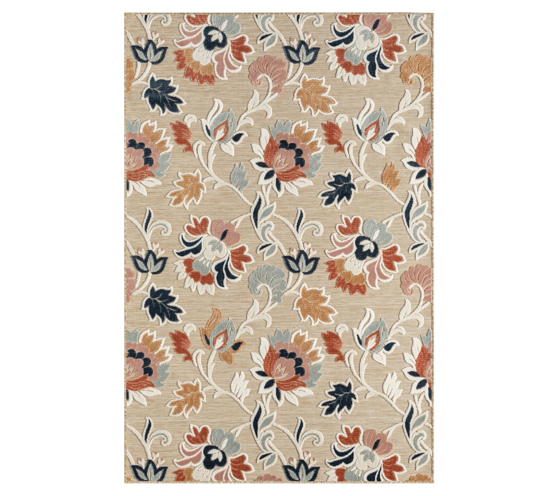 Ox Bay Floral Filigree 5' x 7' Indoor Outdoor Area Rug
