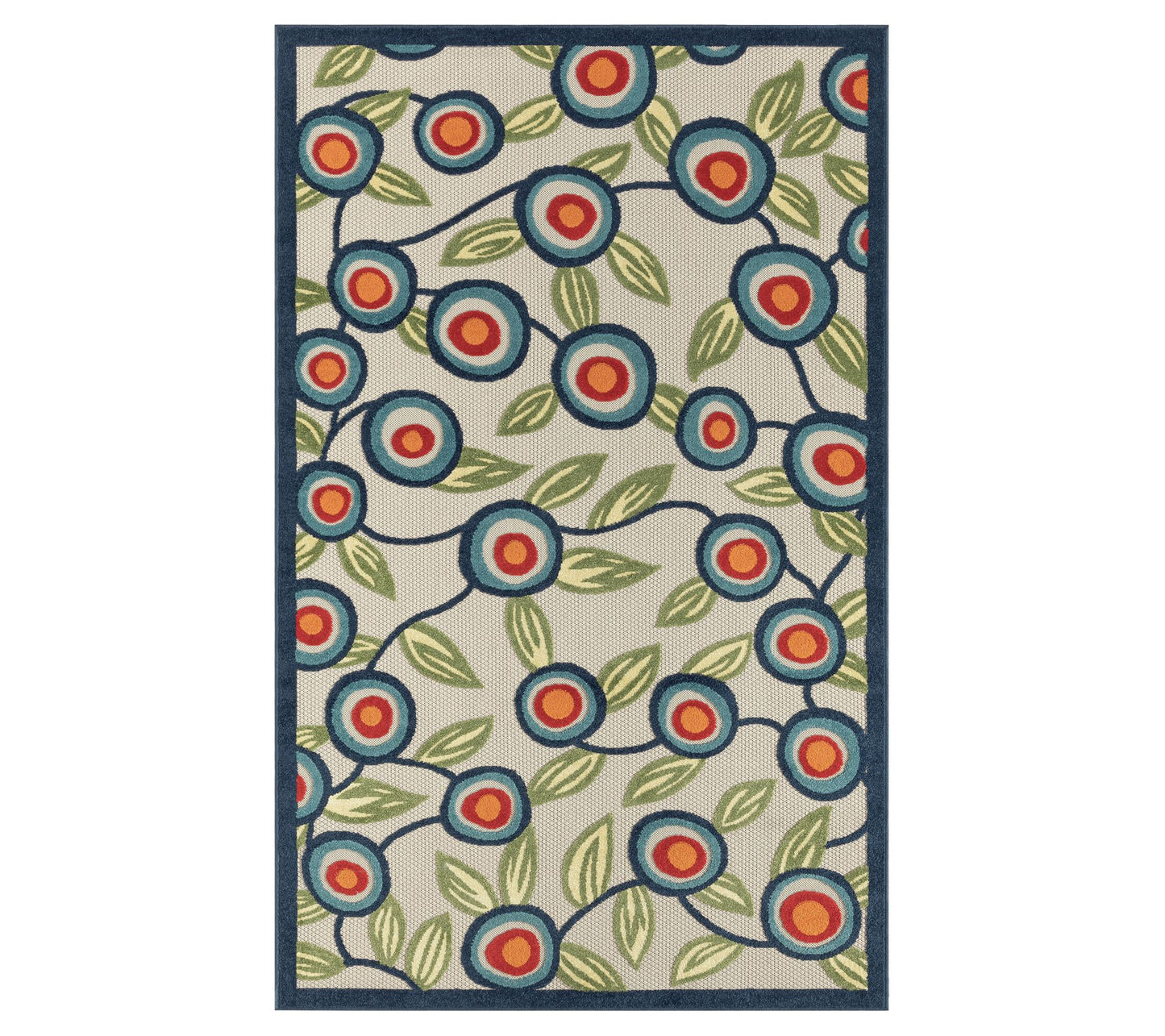 Ox Bay Floral Damask 5' x 8' Indoor Outdoor Are a Rug