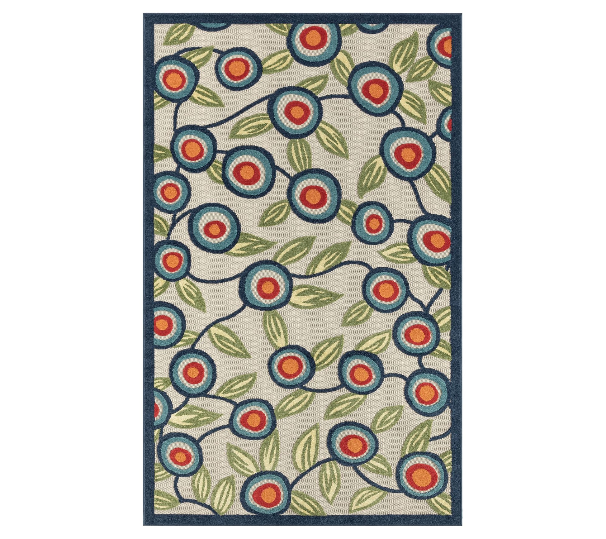 Ox Bay Floral Damask 5' x 8' Indoor Outdoor Are a Rug