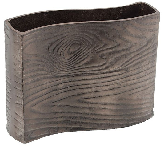 R. Nest 10" Wood-Inspired Rectangular Aluminum Vase