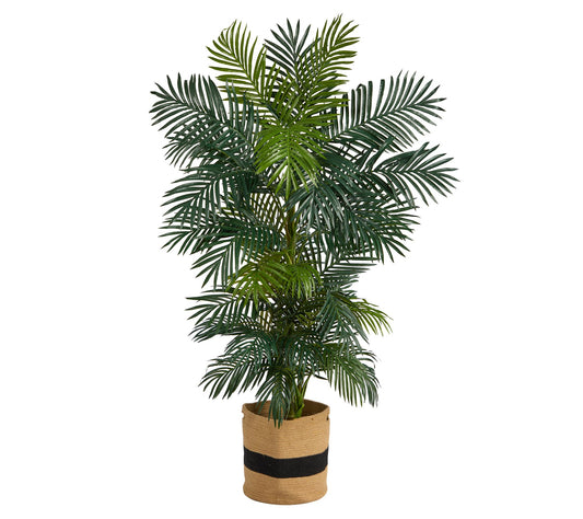 Nearly Natural 6.5' Golden Cane Artificial Palm in Planter