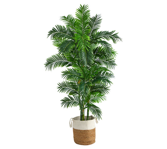 Nearly Natural 6' Curvy Parlor Artificial Palmin Planter