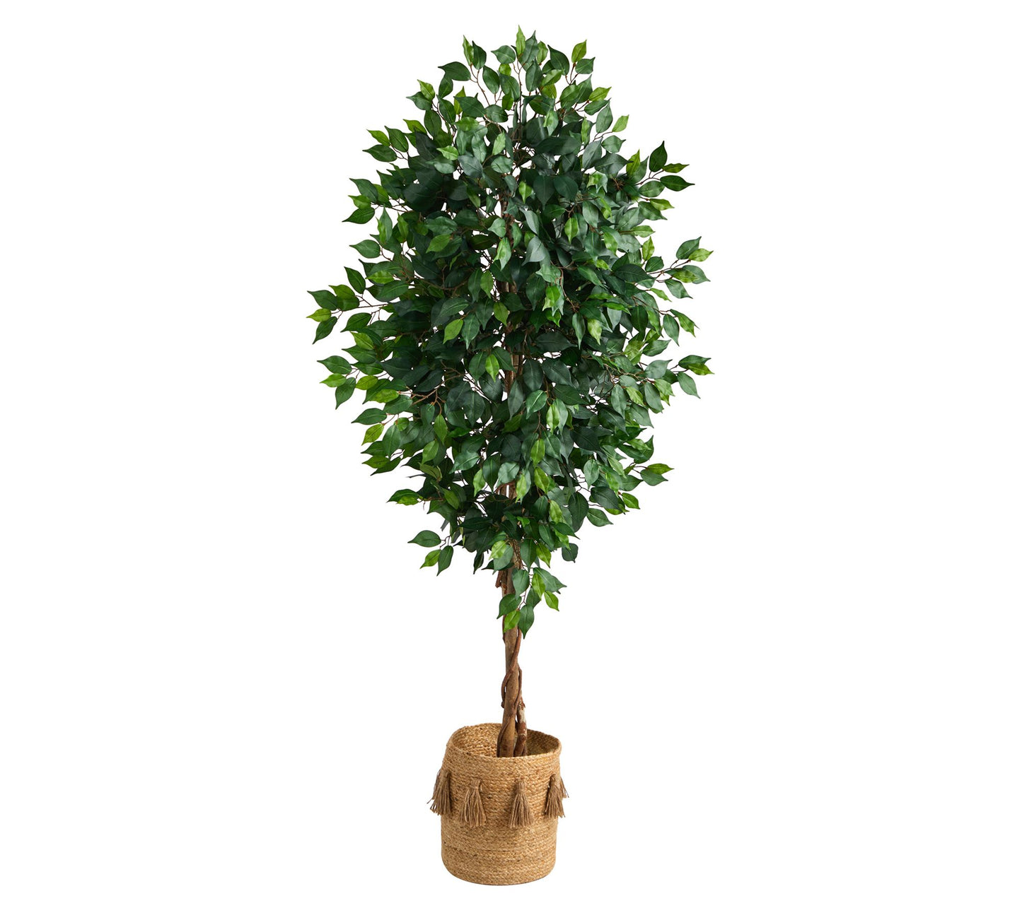 Nearly Natural 6' Ficus w/ Natural Trunk in Jute Planter
