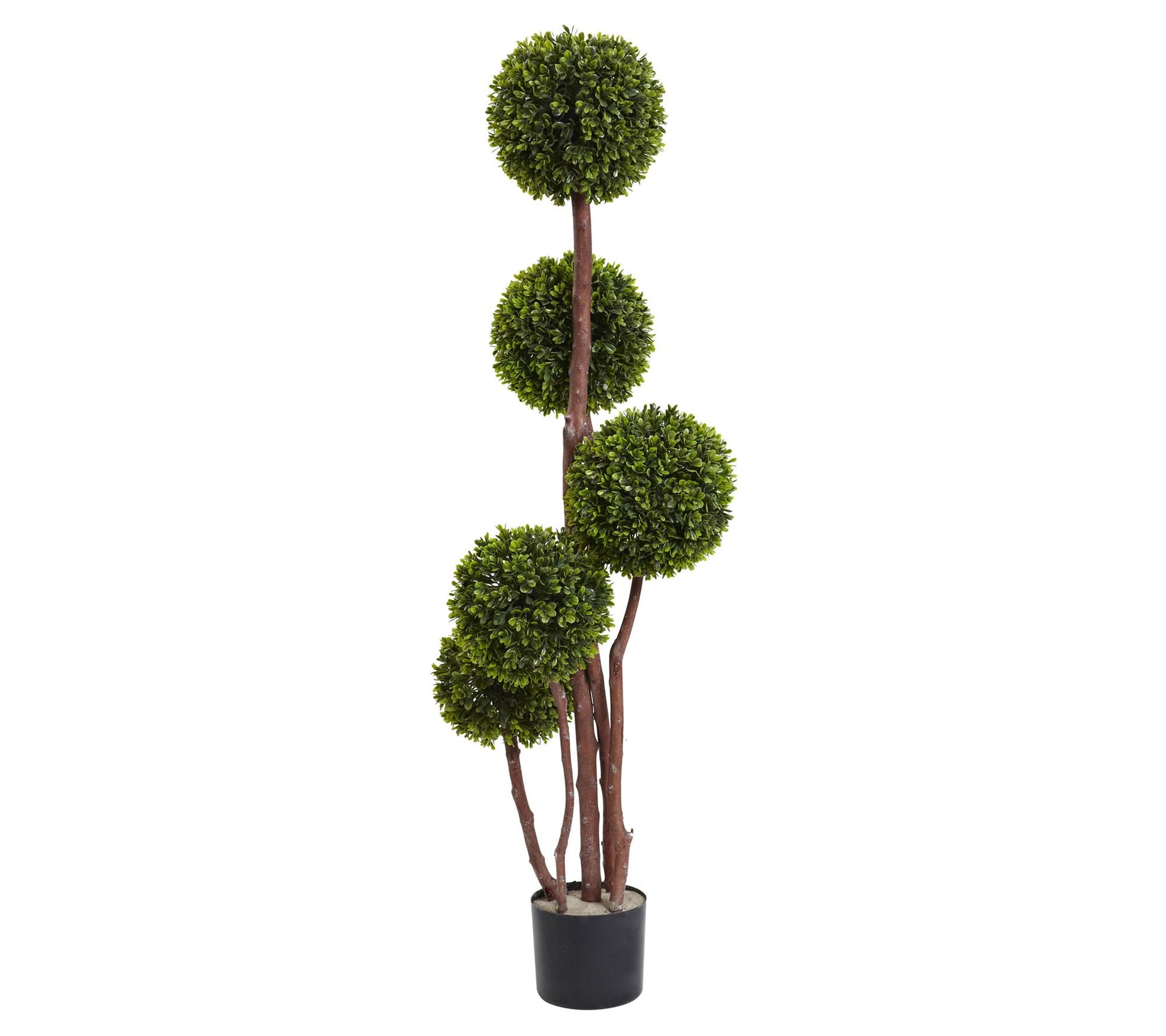 Nearly Natural 4' Boxwood Five Ball Topiary UVesistant I/O