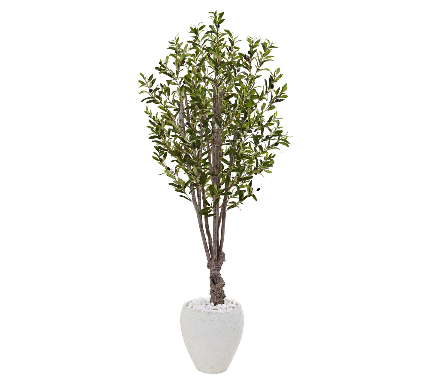 Nearly Natural 5' Olive Tree in White Oval Planter