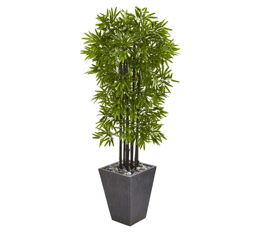 Nearly Natural 61in.  Bamboo in Slate Planter UV Resistant