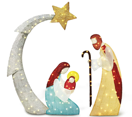 Joiedomi 5' LED Yard Lights - Tinsel Nativity Scene