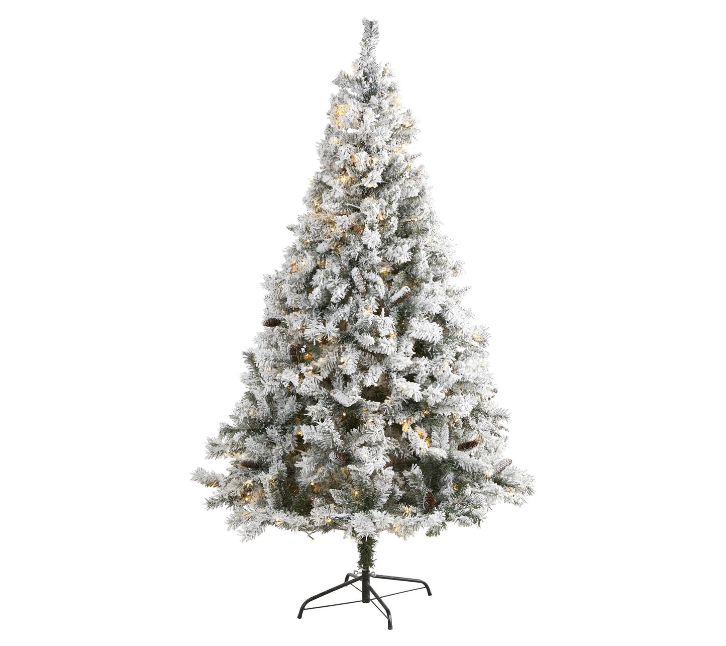 Nearly Natural 7' Flocked Tree w/ Pinecones & 350 LEDs