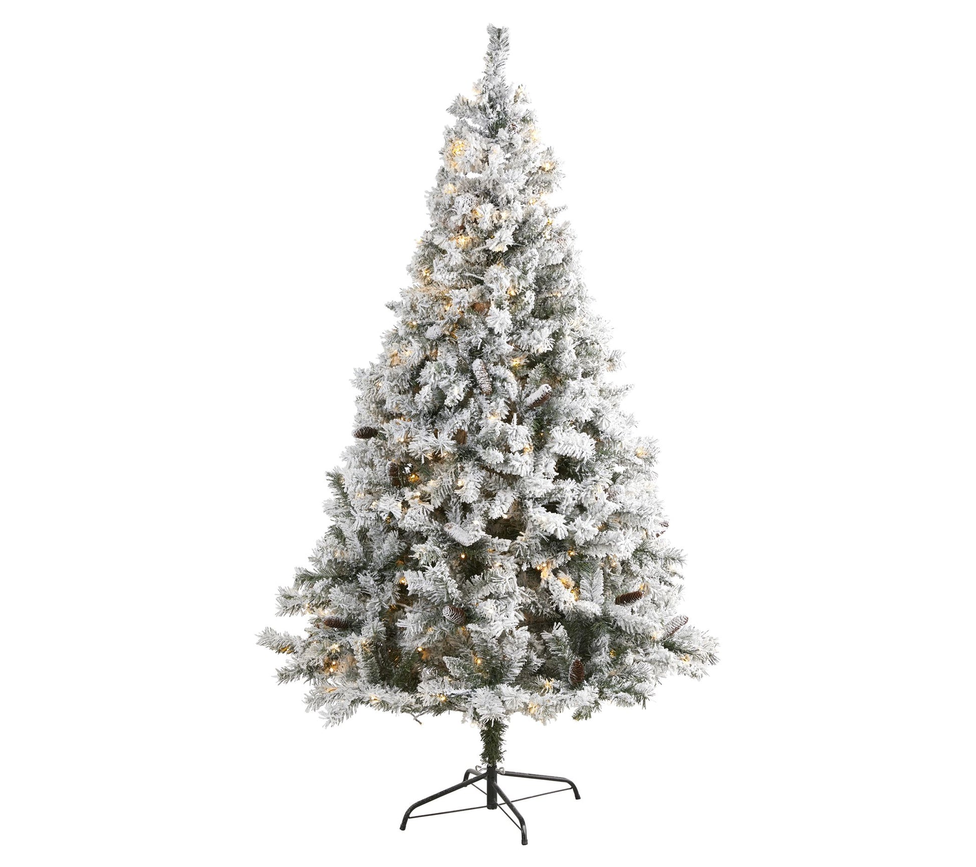 Nearly Natural 7' Flocked Tree w/ Pinecones & 350 LEDs
