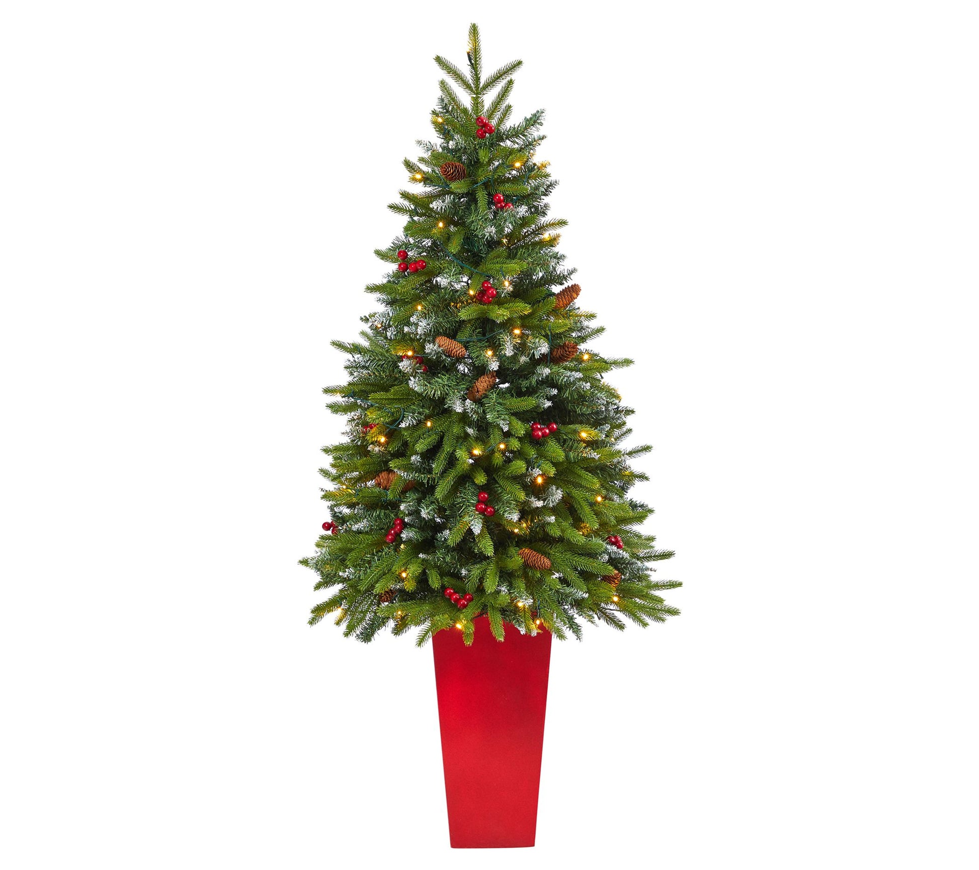 Nearly Natural 62" Snow-Tipped Tree w/100 Clear LEDs