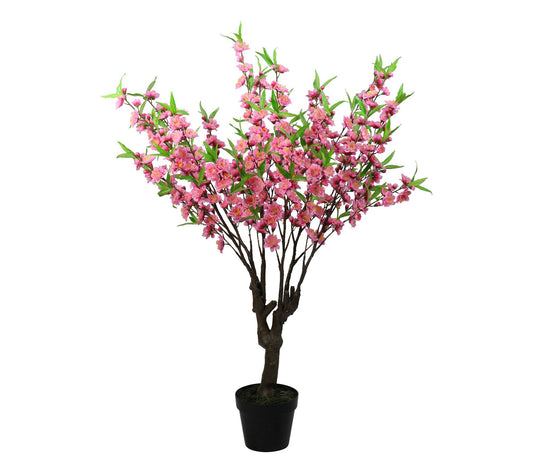 Northlight 43.5" Potted Pink & Green Floral Peach Blossom Tree