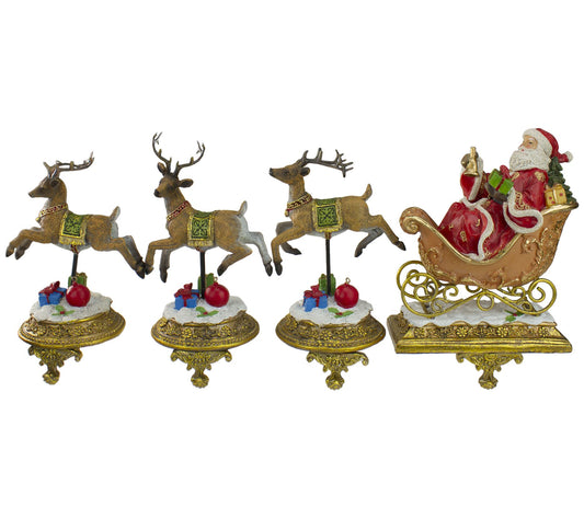 Northlight Set of 4 Santa and Reindeer StockingHolders