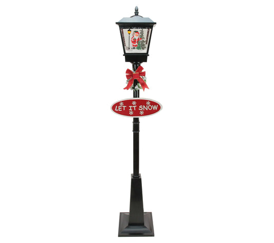 Northlight 70.75" Musical Santa Vertical Snowing Street Lamp