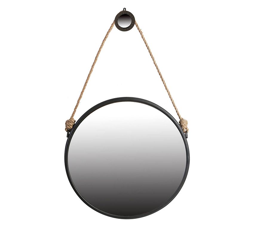 Large Round Hanging Mirror with Jute Rope by Valerie