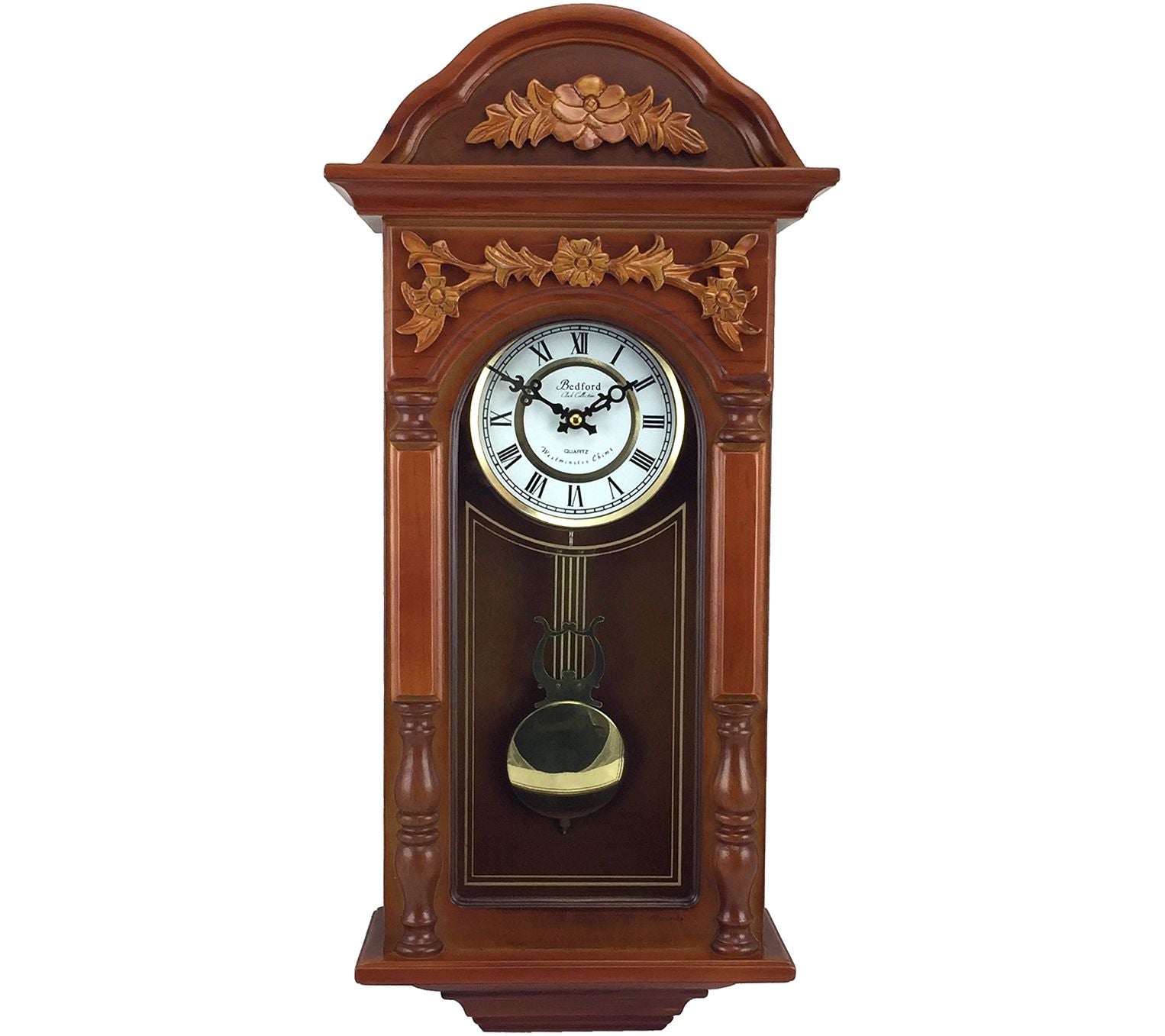 Bedford Clock 27.5" Padauk Oak Finish Chiming Wall Clock