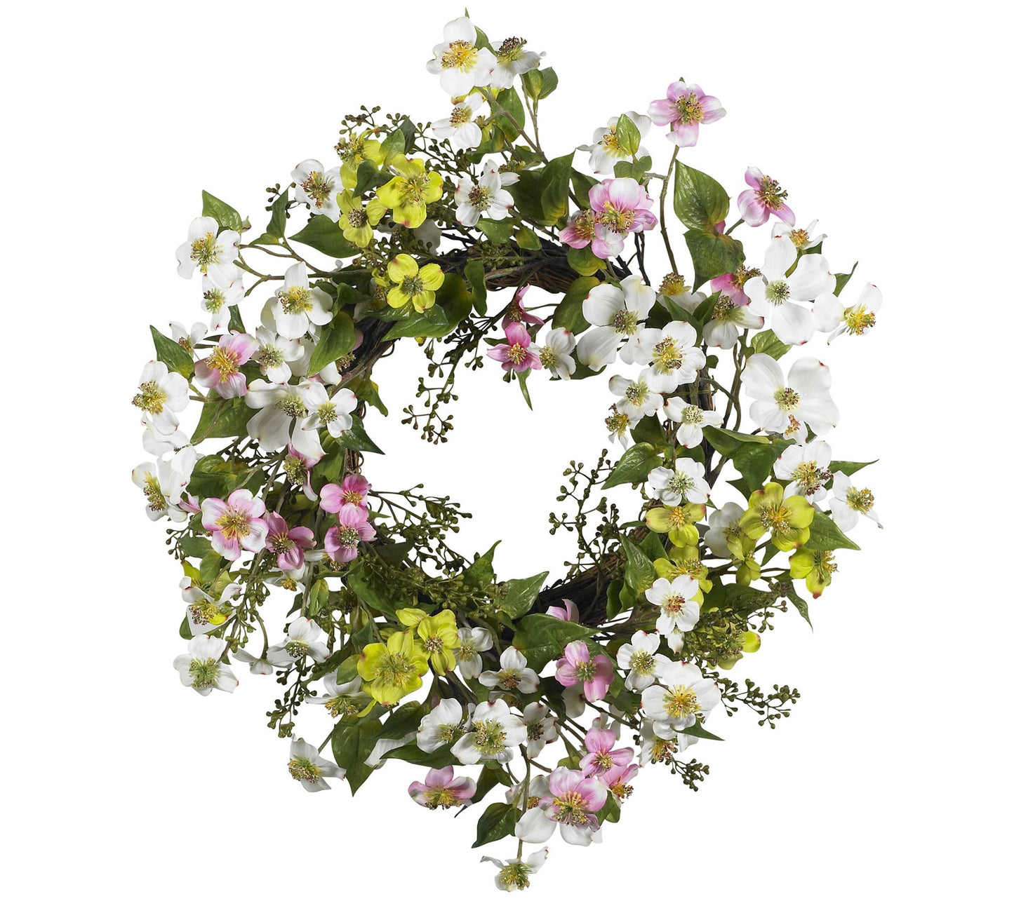 20" Dogwood Wreath by Nearly Natural