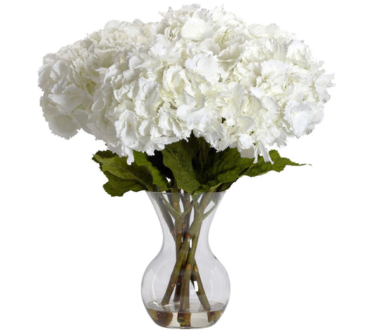 Large Hydrangea Vase Flower Arrangement by Nearly Natural