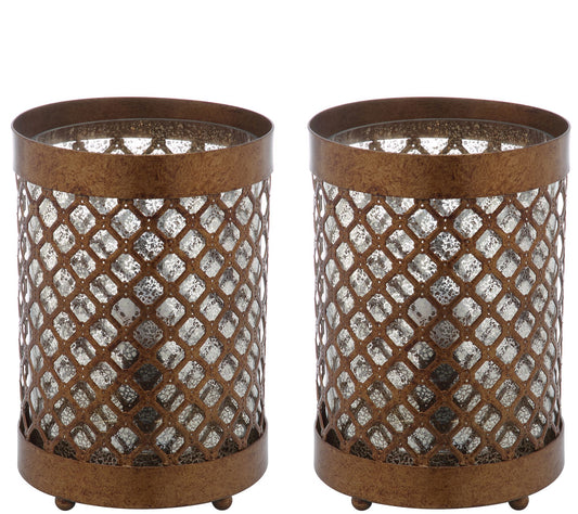 Borden Set of (2) 11-1/2" Hurricane Lamps by Valerie