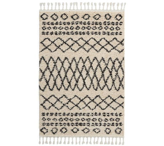 Nourison Moroccan Marrakesh Shag Cream 3'11" x6'7" Area Rug