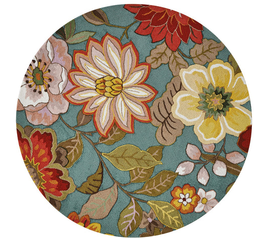 Nourison Fantasy Aqua 5'6" Round Area Rug